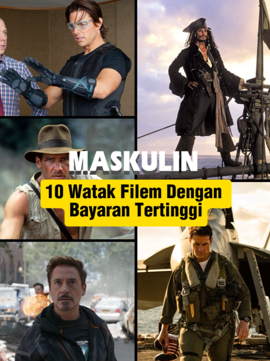 Bayaran untuk satu watak filem mampu mencecah 100 million US dollar! Tak sia-sia semua filem dalam senarai ini pecah panggung!  #maskulin #boxoffice #tomcruise #johnnydepp #tomhanks #robertdowneyjr #fyp