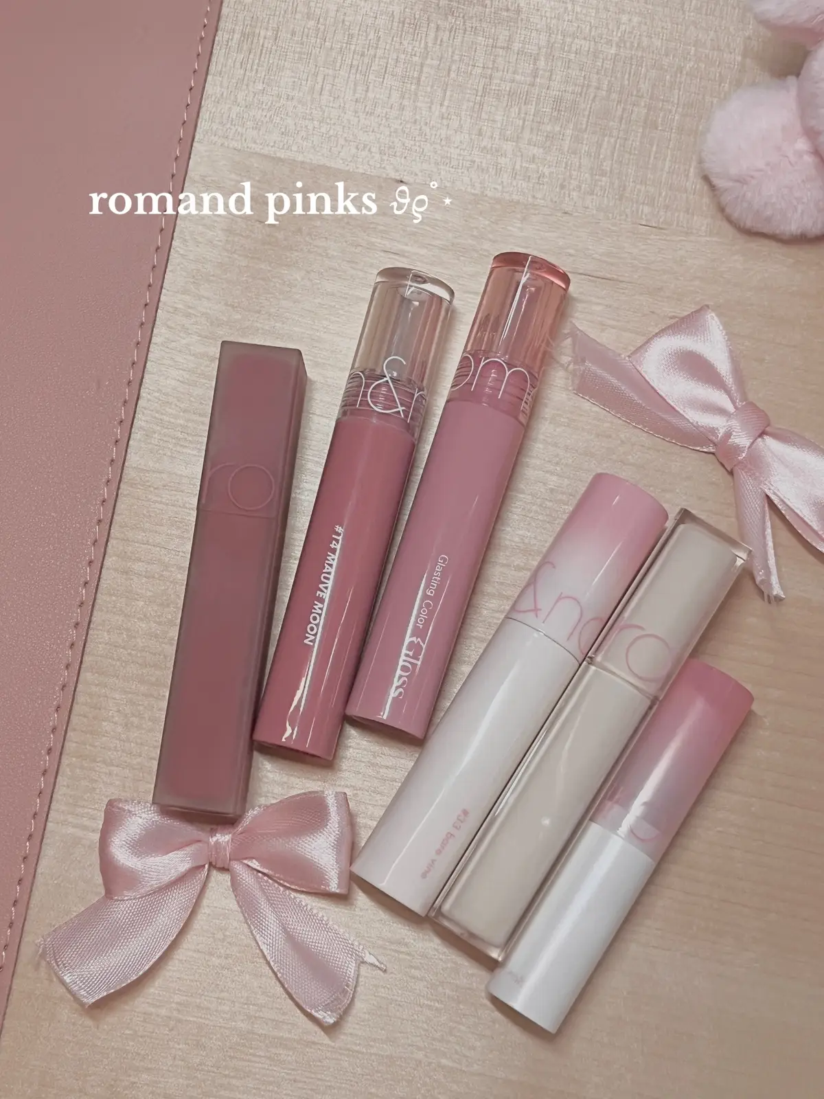 all of these are so pretty! shop the 4.4 sales now!! 🤭 #kbeauty #lippies #liptint #lipswatch #lipstick #cooltone #warmtone #unboxing #sanrio #pink #mauve #lowvisualweight #romand #makeup #koreanmakeup #swatch #lipgloss #sale #raya 