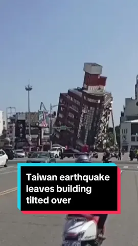 A powerful earthquake rocked #Taiwan early Tuesday morning, killing at least nine people and leaving many buildings damaged, including this one that was seen leaning over a street. #earthquake 