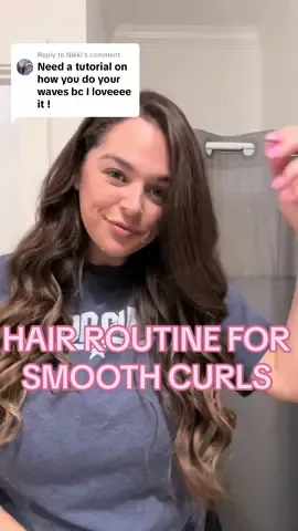 Replying to @Nikki My routine and #1 hack for smooth and soft curls if you have frizzy and thick hair! Using the straightening brush in between my blowdry and curl has made all the difference 🎉 #thickhairtips #frizzyhairtips #momtok #hairroutine #longandthickhair #Straighteningbrush @wavytalkofficial 