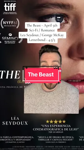 The collision of love, and fear. Science Fiction and Romance often compliment each other beautifully, and The Beast is no exception. Bertrand Bonello, Lea Seydoux, and George McKay have come together to give us a movie that’s going to stick in my mind for an incredibly long time. If you’re a fan of David Lynch, scifi, or just films that will make you think on your entire life, give the beast a watch. New movie coming 4/5. Letterboxd - 4.5/5. #sciencefiction #leaseydoux #romance #scifi #newmovie #movies #movietok #film #filmtok #letterboxd  