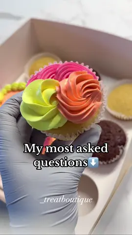 Here are my answers to questions that I’m asked often⬇️  1. “What type of frosting do you use?” American buttercream. Although when I first started out my business, my buttercream was extremely grainy and too sweet.. It took quite a bit of trial and error but with tweaking the ingredients I managed to get my buttercream at a consistency that and my customers love🤤  2. “What brand colouring do you use?” My go-to brands would have to be Colourmill, chef master and vivid.  Tip: Be mindful of the amount of colour you use in your buttercream as sometime it can leave your buttercream tasting unpleasant and sometimes leaving a bitter after taste.  The secret to bright coloured buttercream is to cover it up after mixing and refrigerate it. Make your coloured buttercream either 1-2 days before or even the night before. When you’re ready to use it, let it come to room temperature and whip it again, you will see the colour intensify!  3. “What brand of piping tips do you use?” @loyalbakeware without a doubt 🙌🏼  My absolute favourite and most commonly used piping tips would have to be 1M, 4B & 1E🫶🏽 . . . #treatboutique #cupcakereel #cupcakepiping #buttercreampiping #smoothbuttercream #howto #buttercreamtutorial  #foryou #buttercreamfrosting #cupcakedecoratingvideo #cupcakedecorating #tutorials #satisfying #dessert #pintrest #buttercreampipingtutorial #fyp #explore #bakedgoods #trendingcakes #reeltrending #fypシ゚viral #foodphotography #dessert #cupcakesofinstagram #buttercream #canberra #cupcaketrend #googong #googongdesserts #canberramums #canberraeat