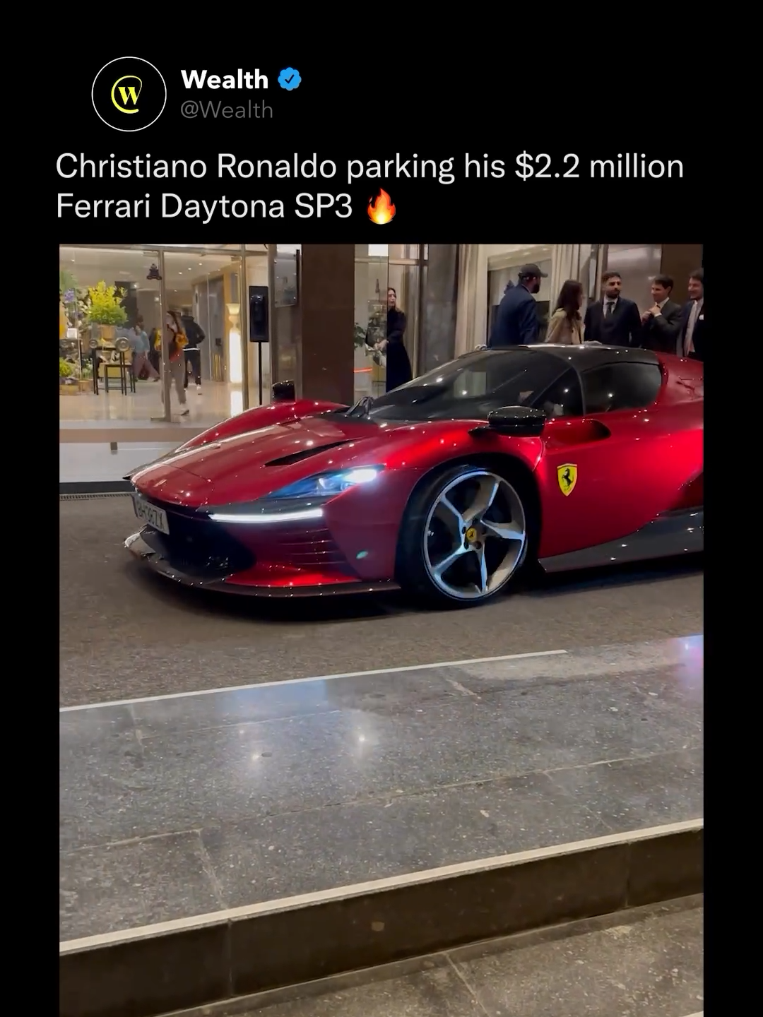 Cristiano Ronaldo pulled up in his $2.2 million Ferrari Daytona SP3, and although some say he’s not the goat, he definitely is when it comes to cars owned by athletes! 🐐 Like this content? Follow us @wealth 🌟 #ferrari #cristianoronaldo #cristiano #cars #supercar #ferraridaytonasp3