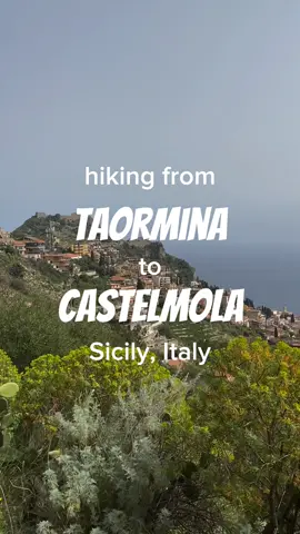My number one recommendation for things to do in Taormina, Sicily is hike to Castelmola to explore the village and see the castle. Full disclosure I did this in late March so no unbearable heat and a bit too hazy to see the top of the volcano, but stunning views if you can handle the steps! #italytravel #visitsicily 