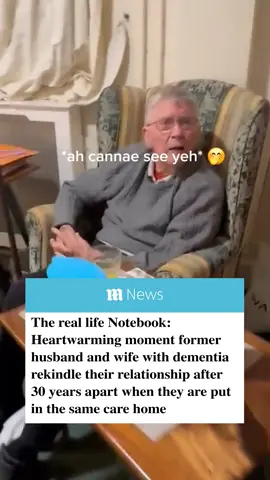 This is the heartwarming moment a former husband and wife with dementia are reunited in the same care home after spending 30 years apart - and even agree to go on a date with each other. Nancy, 86, and Stan, 91, both from Edinburgh, got married in 1957 after beginning a 'forbidden' romance due to her parents not approving of their relationship. However, as Nancy reached her mid-50s she was nearly killed by a huge brain hemorrhage and underwent life-altering surgery that would ultimately lead to the demise of her relationship with Stan. However, as both entered their 80s, they each started to develop signs of dementia to the point where they were no longer able to care for themselves. Karen, their daughter, decided to move Nancy close to where she lived in the West Midlands.  Then, around Christmas, she also made the decision to put her father Stan, who suffered a fall while being cared for in Scotland, in the same home as Nancy, which is where she captured the heartwarming footage of them being reunited. 🎥 @Flower Preservation  #dementia #reunion #dementiaawareness #dementiacare #carehome #elderly #Love 