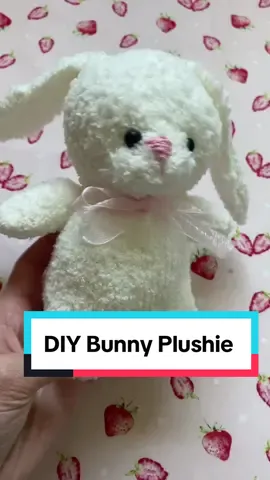 DIY bunny plushie made from socks! 🐰🩰🍓✨Full tutorial on my Youtube channel ✨ #stuffedanimals #plushies #DIY 