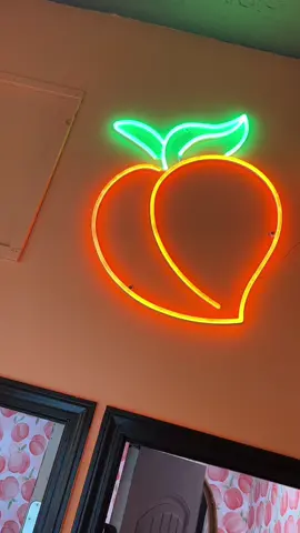 You like our cheeky peach bathroom? 🍑 including peach scented air freshner and playlist of Georgia songs on rotation ☺️ #coffeetiktok #makeover #renovation 