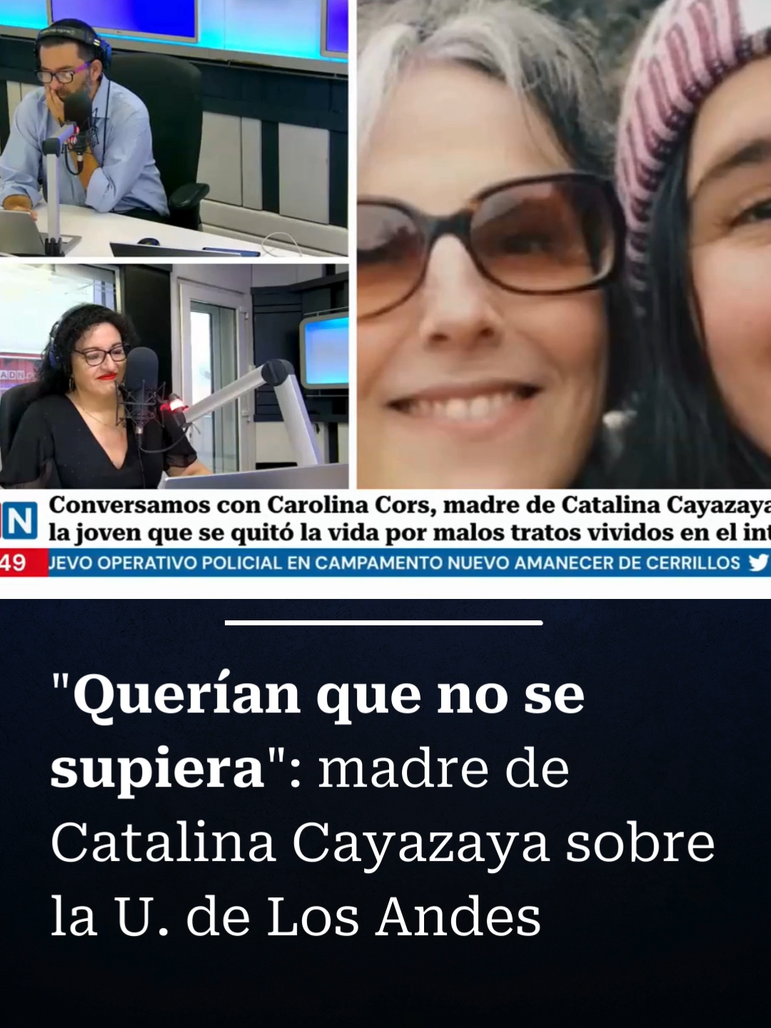 Carolina Cors, madre de Catalina Cayazaya, comenta sobre la reacción que tuvo la Universidad de Los Andes ante la noticia del suicidio de la joven. Cabe mencionar que a raíz de la viralización de una carta compartida por Carolina Cors, en la cual dio a conocer el caso de su hija Catalina Cayazaya, la cual se suicidó tras sufrir malos tratos durante el internado que cursaba por sus estudios de Terapia Ocupacional (TO) en la Universidad de Los Andes. #catalinacayarza #udelosandes #chilena #chilena🇨🇱 #chilenas #chile #chile🇨🇱