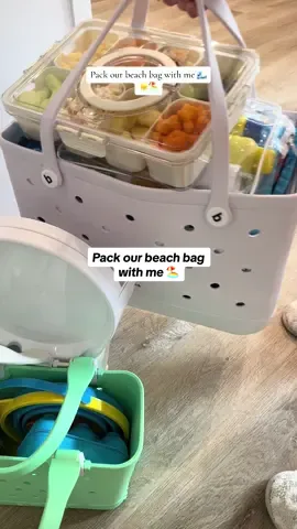 Pack our beach bag with me 🏖️ amazon products linked + set from @Shop River Clay Boutique #beachbag #beachbagessentials #toddlermom #beachfoodideas #snackboxideas #Summer #beachoutfitideas #grwmforthrbeach #beachsnacks #momtok 
