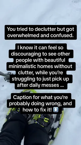 Here’s what you’re doing wrong…  And of course, I’m gonna teach you how to fix it cause that’s my style. 😉 What you’re most likely doing wrong:  You don’t have a system in place to make it EASY and PAINLESS! An example: You get really overwhelmed when trying to decide if you should keep something.  You don’t have a system in place to help you make your decisions easier so you get stuck.   My easy to implement system in my decluttering guide gives you a breakthrough, simple yet super effective strategy to make decisions within seconds!   It involves you organizing things into 3 categories. Keep. Toss. Think about it (more on this one later)  And the best part?!  Zero regrets! You’ll never throw anything away you didn’t want to!! Remember, decluttering your home is work, but it doesn’t have to be hard or painful.  I’ve created a whole ebook to gently walk you through the steps to declutter your home for good.  Comment ✨ GUIDE ✨ to snag it before the process goes up!