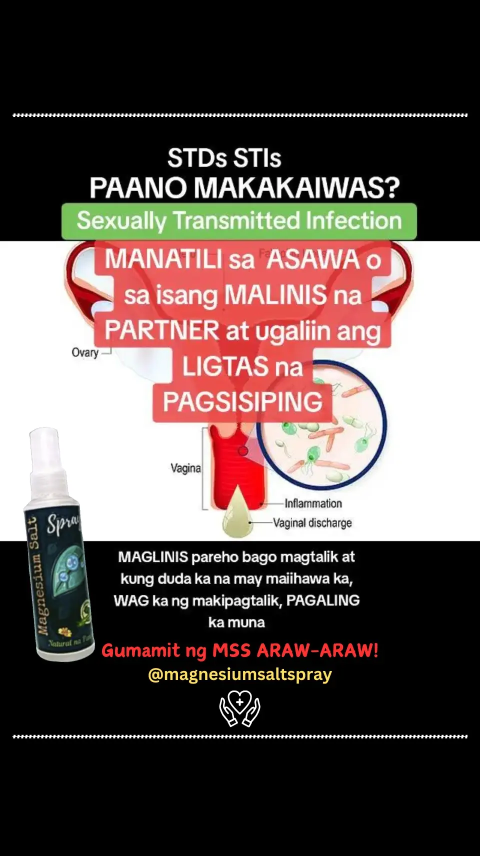 Ano nga ba ang MSS o MAGNESIUM SALT SPRAY? Ito ay pinagsama-samang nga MINERALS,pangunahin ang MAGNESIUM, na inilagay sa isang bote at ipinapahid lang sa BALAT o sa apektadong bahagi,NAPAKALAKI ng kinalaman ng pagkakaroon ng ibat-ibang karamdaman kapag NAWAWALAN ng SAPAT na MINERALS o kaya hindi ito balanse, kaya kapag nabigyan mo ng sapat na minerals ang katawan mo kusang magsisiwalaan ang mga nararamdaman dahil naa-ACTIVATE nito ang NATURAL HEALING MECHANISM,lalo Kong masasabayan ng iba pang mga bitamina lalo ng mayaman sa Bvitamins o Bcomplex,at SAPAT na inom ng tubig,tulog at ehersisyo at makapag paaraw, alisin ang galit sa puso, piliin laging sumaya. Ang kahit anong karamdaman ay maaring GUMALING kapag naibigay mo ang kakailanganin ng iyong katawan. #MSS  #allinone #miraclespray #NATURALnaPANLUNAS #MAGNESIUMsaltSPRAY #naturalnapanlunasadvocate #pisikpisiktanggalangmgasakit #TRANSDERMALmineralSUPPLEMENT #foryou#health#magandangprodukto#keepsafe 