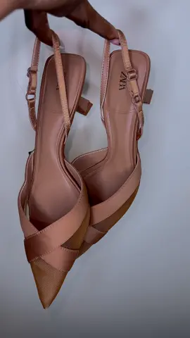 Z A R A Nude Air Mesh Cloth Pointed Toe Women Sandals Back Strap Slingback Shallow Fashion Kitten Heel High Heels Heel: 2.3 Price: 3,500 Sizes: 40,42
