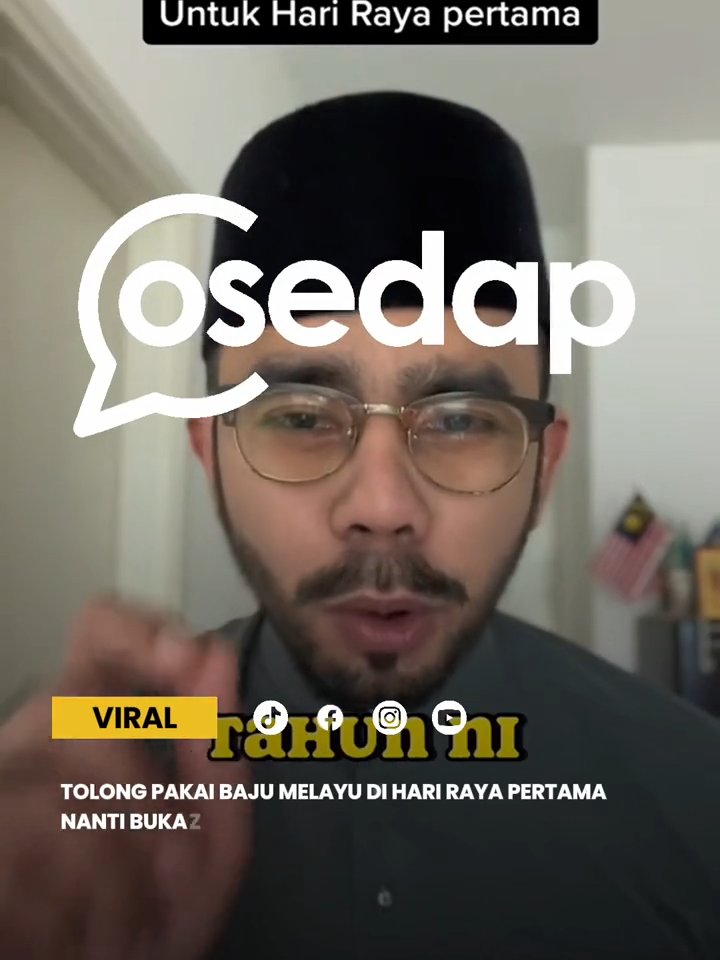 Rakyat Malaysia digesa untuk memakai baju melayu di hari pertama raya Aidil Fitri tahun ini! Video yang dimuat naik tahun lepas kembali tular ketika kita sedang menghampiri hari raya Aidil Fitri tidak lama lagi seloah olan memberi pesan untuk berbaju melayu #osedapdotcom #bajumelayu #raya #rayapertama #jubah #kurta #viralvideo #foryoupage #tiktokvideo  Sumber : @thaqibshaker  Untuk kredit atau apa2 berkaitan kontent, boleh terus DM ye 🥰