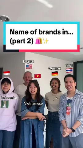 Part 2: Names of brands in different languages 🇺🇸🇩🇪🇹🇭🇻🇳🇮🇩 (English, German, Thai, Vietnamese and Indonesian) #language #languages #differentlanguages #languageschallenge #learninglanguages #pronunciation 