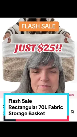 This is a great flash sale. This 70 L rectangular basket can be used for so many great things such as as a toy box, winter, storage, and a guestroom, anything you want. ##tiktokfave##tiktokfaves##tiktoklover##TikTokShop##TikTokMadeMeBuyIt##thestuffofsuccess##TTSACL##TechThisOut##tiktokfind##fyp##foryou##foryoupage##homedecortok##homedesign##homedecor##flashsale##homeorganizer##baket##storagebasket##storage