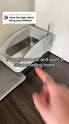 Replying to @Maria C. I really like the high walls on this stainless steel litter box too! #catlovers #catlitter #catlitterbox 