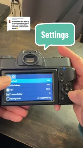 Replying to @LeslieAnn VP here is a basic walkthrough of the settings.  You don’t have a lot of control with this camera.  But ISO if you leave it on auto it will increase itnin dark settings and reduce it in  bright settings.  Meaning in dark settings it will be grainy.  But if you have it on a tripod with a subject thst isn’t moving you can use it at a set lower ISO.  WB is the white balance which is the tone coloring based on the lighting #4kultrahd #camerasettings #4kultrasettings #basiccamera #inexpensivecamera 