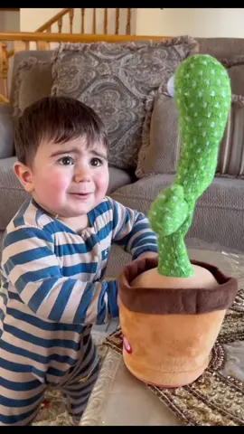 Baby with cactus #baby #babytiktok #cactustoy #funnyvideos #foryou #trending 