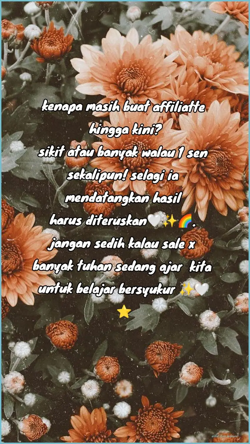 sikit atau banyak kita harus bersyukur 🤍✨⭐ kerana apabila kita bersyukur pelan2 tuhan akan naikkan darjat kita dengan pelbagai segi. tapi harus bersyukur dahulu🤍🌈.