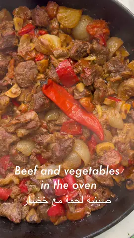 صينية اللحمة مع الخضار اللي مستوحاة من وصفة تركية مع شوية تغييرات 😍 #Ramadan2024 #ramadanrecipes #RamadanMubarak #EasyRecipes #bakedgoods #bakedmeat #veggies #healthyliciousbysara 