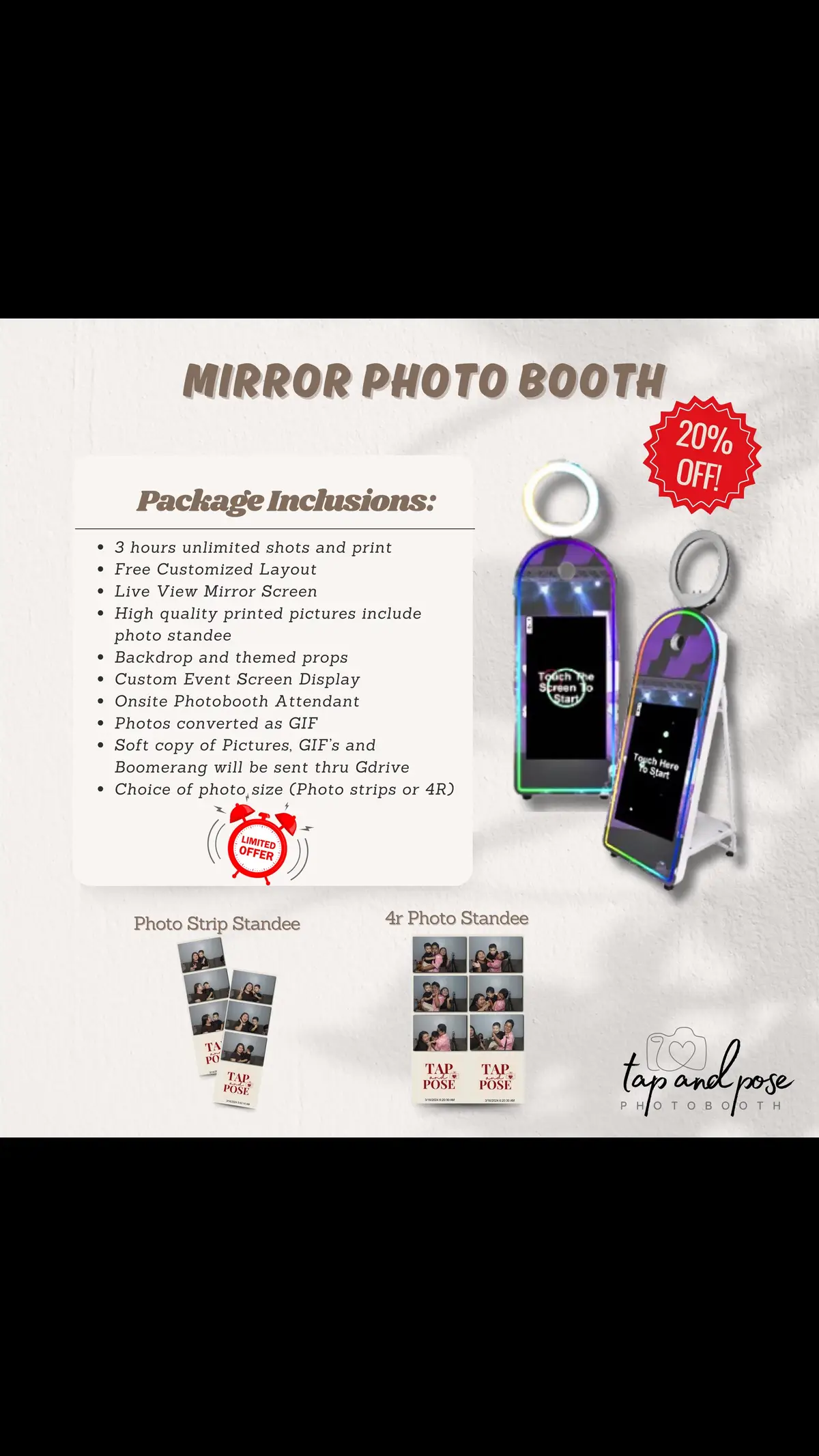 ✔️ One of our MIRROR PHOTO BOOTH FAQs. #PackageInclusions Want to know even more? Slide into our DMs and we'll be happy to help you. 📩 Hurry and get a chance to avail our 20% OFF. 🤑  #photobooth #photoboothwedding #photoboothrentals #photoboothrentalscavite #mirrorphotobooth #interactivemirrorphotobooth 