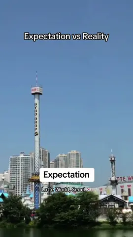 Expectation Vs. Reality Lotte World, Seoul (Gyrodrop) 🇰🇷🎢 #droptower #amusementpark #korea 