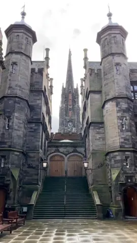 New College is one of the most distinctive buildings in Edinburgh and amongst the largest and most renowned centres for studies in Theology and Religious Studies in the UK. The founding of this institution came as a result of a religious conflict that emerged out of the Disruption of 1843 in which clergy and laity left the Church of Scotland to establish the Free Church of Scotland. The College aimed to educate future ministers and opened its doors to 168 students in November 1843 and, under the guidance of its first principal Thomas Chalmers, oversaw the construction of the current building in 1846. In 1935, New College was merged with the Faculty of Divinity in the University of Edinburgh, following the reunion of the Church of Scotland and United Free Church in 1929. Today New College is two things. It is the place in Edinburgh where the Church of Scotland trains its ministerial candidates, and the name of the building which houses both that training college and the University’s School of Divinity. In 2018, for the first time, the roles of Principal of New College and Head of the School of Divinity are both held by women – Professor Susan Hardman Moore and Professor Helen Bond respectively. Video by IG/viewofedinburgh  #edinburgh #Scotland #explore #harrypotter #scottish #history #scottishtiktok #magic #foryou 