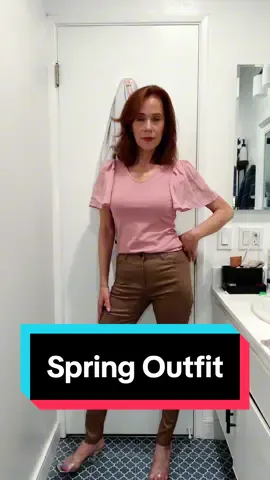 Here’s how I would dress up my #fauxleatherpants paired with this #pinktshirt and some slip on mules for the perfect #springoutfit #springstyle #TTSACL 