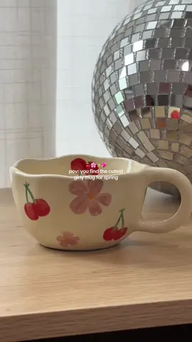 trying to create a cute mug collection this spring and this ones so perfect!! 🍒✨ #mugcollection #mugs #ceramicmug #cutecups #cutemugs #tiktokshop 