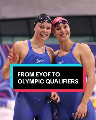 Let the journey continue, Freya Colbert and Katie Shanahan 🤩 #thenandnow #glowups #olympics #olympicspirit #swim #swimmer #swimming #swimmers 