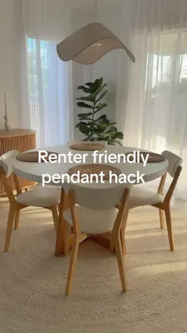 Renter friendly pendant light hack  #fyp #homedecor #homestyling #interiorstyling #interiorinspo #diningroomdecor #diningroommakeover #renterfriendly #DIY #rentershack #renter 