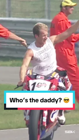 Awesome Assen celebrations for Neil Hodgson in 2003 as he became a daddy and a #WorldSBK title winner in the same week! 🇳🇱 #DutchWorldSBK #motorcycle #motorsport #racing #sportsontiktok