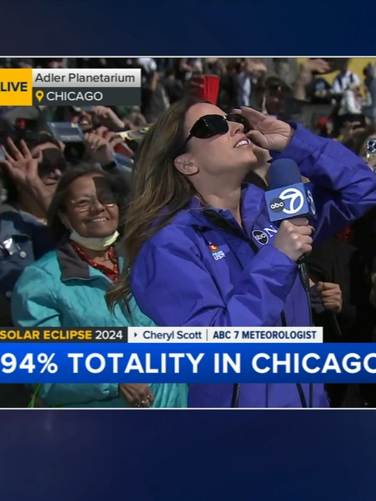 Totality, schmotality. Cheryl Scott was at the Adler with thousands of Chicagoans to see 94% coverage during Monday's solar eclipse and it was AMAZING! #solareclipse #solareclipse2024