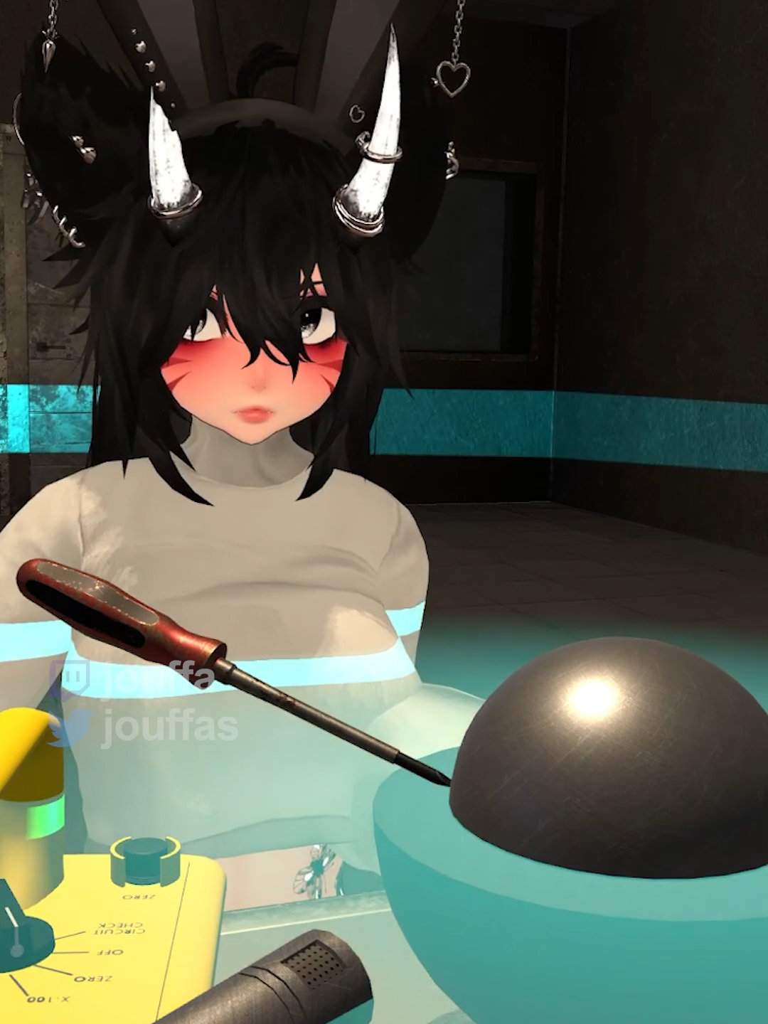 What's this funny screwdriver do? #vrchat #jouffa #roflgator #vrchatmemes #vrc #jalumfo #facetracking #cute #vr