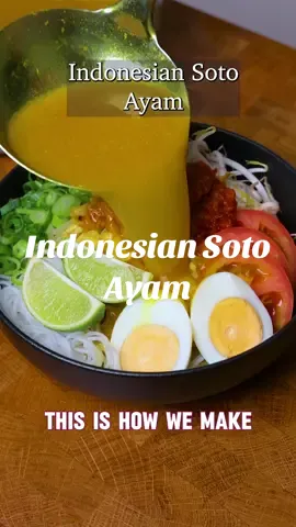 Indonesian Soto Ayam @Brendan Pang  It is Indonesian style chicken noodle soup and it always hit the spot on cold or rainy days! Ingredients: 5 large shallots 12 garlic cloves 3 candlenuts Handful of fresh turmeric, peeled Broth: 3 chicken thighs, skin on and bone in 2 tbsp of oil 2 inches ginger, thinly sliced  2 inches galangal, thinly sliced  2 stalks of lemongrass, trim the base, remove hard outer layers and pound with back of knife  4 lime leaves   8 cups of chicken broth  1 tsp of salt 1 tsp of white pepper 1 tsp of ground coriander To serve: Vermicelli / Bihon Shredded Chicken Bean sprouts Sliced tomato 1 hard boiled egg Sambal Lime wedges Cilantro Spring onions Steps: 1. In a food processor, blend shallots, garlic, candlenuts and fresh turmeric until it forms paste. Set aside 2. Season the chicken with salt. 3. Heat the oil over medium-high heat. Add the chicken skin side down and cook until the skin is crispy. Set aside. 4. Then, add the paste and fry on low heat until fragrant for 5 minutes. Keep stirring to make sure it’s not burn. 5. Add the chicken broth, ginger, galangal, smashed lemongrass, lime leaves, salt, white pepper and ground coriander.  6. Once it is boiling, return the chicken back into the pot and cover with the lid.  7. Cook for 30 minutes on low heat and remove the chicken. 8. Once the chicken is cool enough, shred the chicken. 9. To assemble, add vermicelli or bihon to the bowl and serve with bean sprouts, hard boiled eggs, coriander, spring onions, fried onions and sambal (optional). #indonesianfood #sotoayam #EasyRecipe #comfortfood 