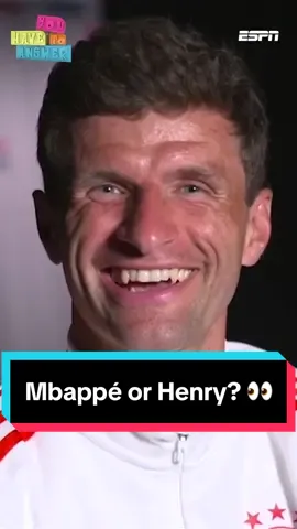“Nowadays I go with Mbappé but Henry was world class” Thomas Muller enjoys answering tough questions 😅 #Bayern #Germany #Ronaldo #Messi #UCL 