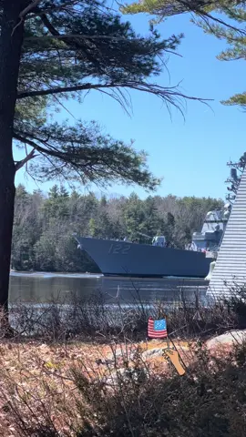 “Bath Built is Best Built.” 💪🏻 It’s always a thrill to watch these massive ships float by the house during sea trials.  The John Basilone (DDG 122), is one of six DDG 51 destroyers being built General Dynamics Bath Iron Works. 🇺🇸Go U.S.A!  #BIW #shipbuilder #kennebecriver #DDGdestroyer #generaldynamics #cityofships #bathmaine #maine #navy 