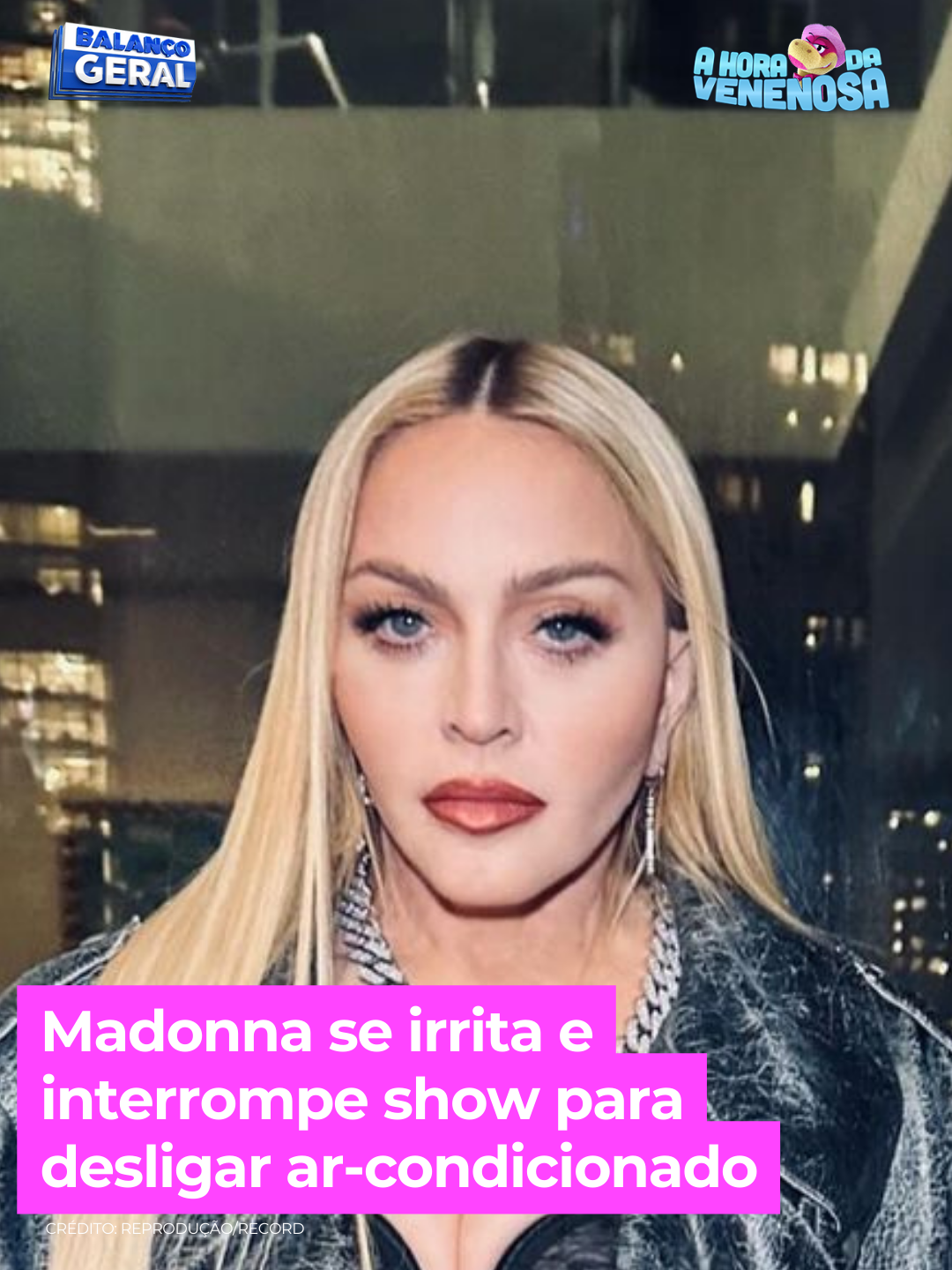 Climão! Madonna parou um show nos EUA por alguns minutos para dar uma bronca na equipe técnica. A cantora ficou incomodada com o ar-condicionado gelado e pediu para a temperatura ser ajustada. Sem ser atendida, ela decidiu interromper a apresentação e exigiu respeito dos profissionais. Olha só! #AHoraDaVenenosa #BalançoGeral #madonna #show #celebrationtour #bronca #arcondicionado