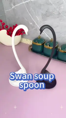 #The spoon has a cute swan shape when it is placed in a standing position. The slender neck scoops soup without hurting your hands. It comes with a tray for draining water. It does not dirty the countertop, is practical and beautiful.#tiktokmademebuyit #foryou 