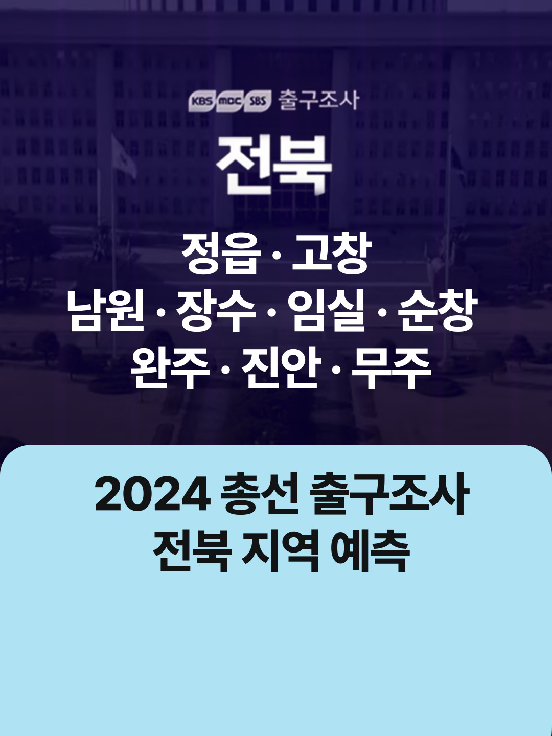 2024 총선 출구조사, 전북 지역 예측 | 뉴스픽 #총선  #2024총선  #출구조사  #투표  #개표방송  #투표마감  #투표결과  #선거결과  #민주당  #국민의힘  #진보당  #조국혁신당  #녹색정의당  #개혁신당  #새로운미래  #정읍  #고창  #남원  #임실  #순창  #완주  #진안  #무주  🔗공식 링크 https://linktr.ee/KBSJJ