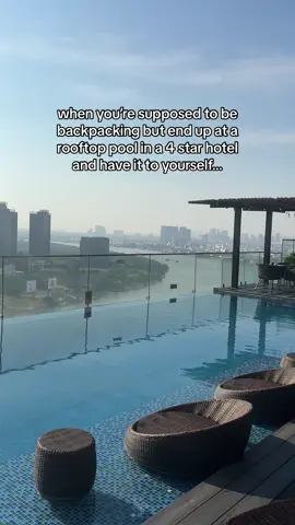 My favourite activity is using fancy hotel facilities #traveltok #solotravel #backpacking #rooftopbar #boujeeonabudget 