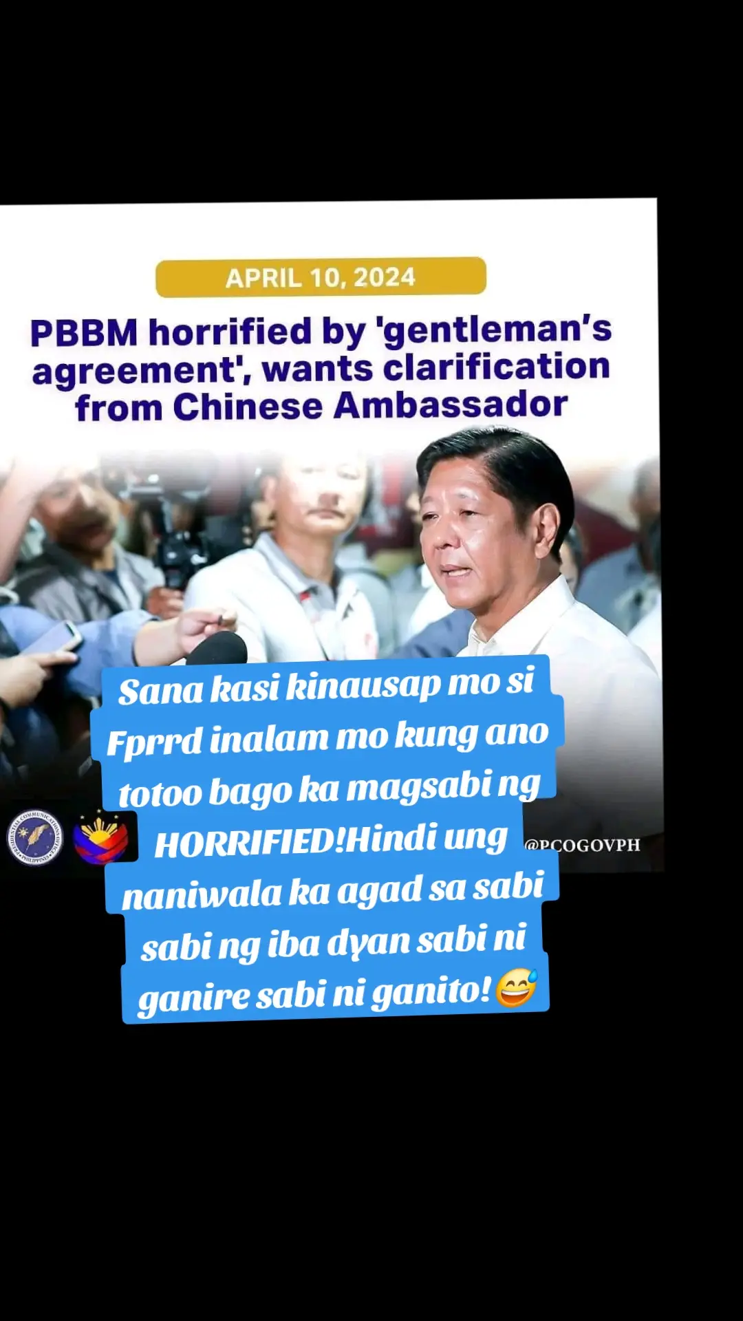 HORRIFIED AGAD HINDI MO NAMAN PALA NAKAUSAP ANG DATING PANGULO PATUNGKOL DYAN.😆 TUWANG TUWA TULOY ANG MEDIA PINAGSASABONG KAYO MARCOS VS.DUTERTE!! #ctto #foryourpage 