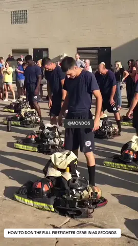 How to wear the full firefighter gear in 1 minute. #firefightersafety #firefighterppe #safetyfirst 