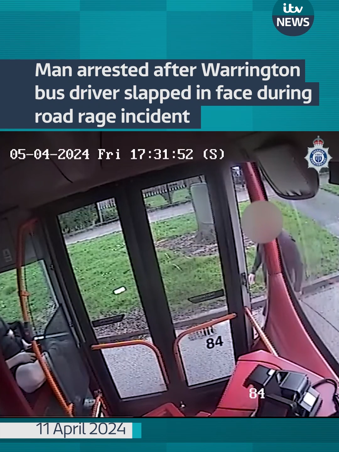 Man arrested after Warrington bus driver slapped in face during road rage incident #itvnews