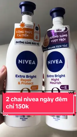 Săn sale của chị võ hà linh chỉ 150k 2 chai nivea ngày và đêm nè, không tin được luôn #nivea #niveaextrabright #suaduongthe #lotion #lotionwhitening #xh #duongtrang #bodycare 