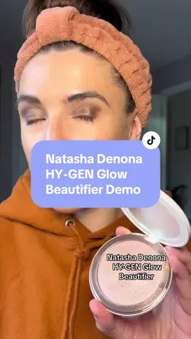 Trying the NEW @Natasha Denona  HY-GEN glow face powder over the HY-GEN concealer . Would you rock this GLOW?! ✨ Best believe I am about to for the next few weeks!!!  Eyeshadow is also Natasha Denona Glam Palette #natashadenona #ultabeauty #glassskin #glowyskin #makeup #skincareinfusedmakeup 