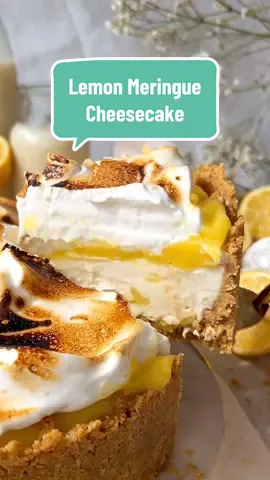 Lemon Meringue Cheesecake of your DREAMS! 🍋 Vegan, No-Bake + easy lemon cheesecake with bidcuit base, swirls of lemon curd & toasted meringie!!!!’ Recipe is on my site, youll love it 🙌🏻🥳💛🍋 #lemoncurd #cheesecakes #lemonmeringue #lemon #recipetok #nobakecheesecake #lemontok 