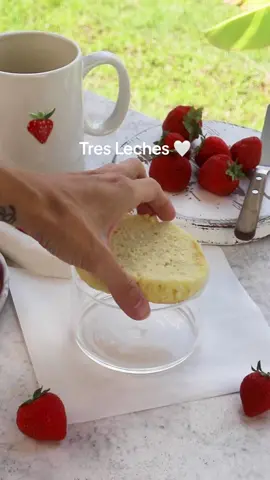 Sometimes i like to make my tres leches cake recipe and cut out smaller circles and make mini portions ❤️  #tresleches #cake 