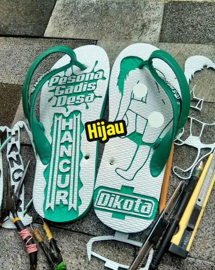 Nih yang minta Contoh sandal Hijau #fyp #sandalukir 