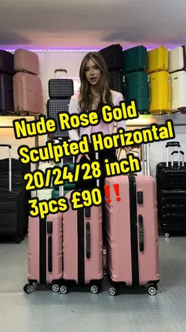 Nude Pink Rose Gold Sculpted Horizontal Design 20/24/28 inch ABS Material Hard Shell Suitcase with TSA Lock #travel #suitcase #luggage #fyp #holiday #misslulubags 
